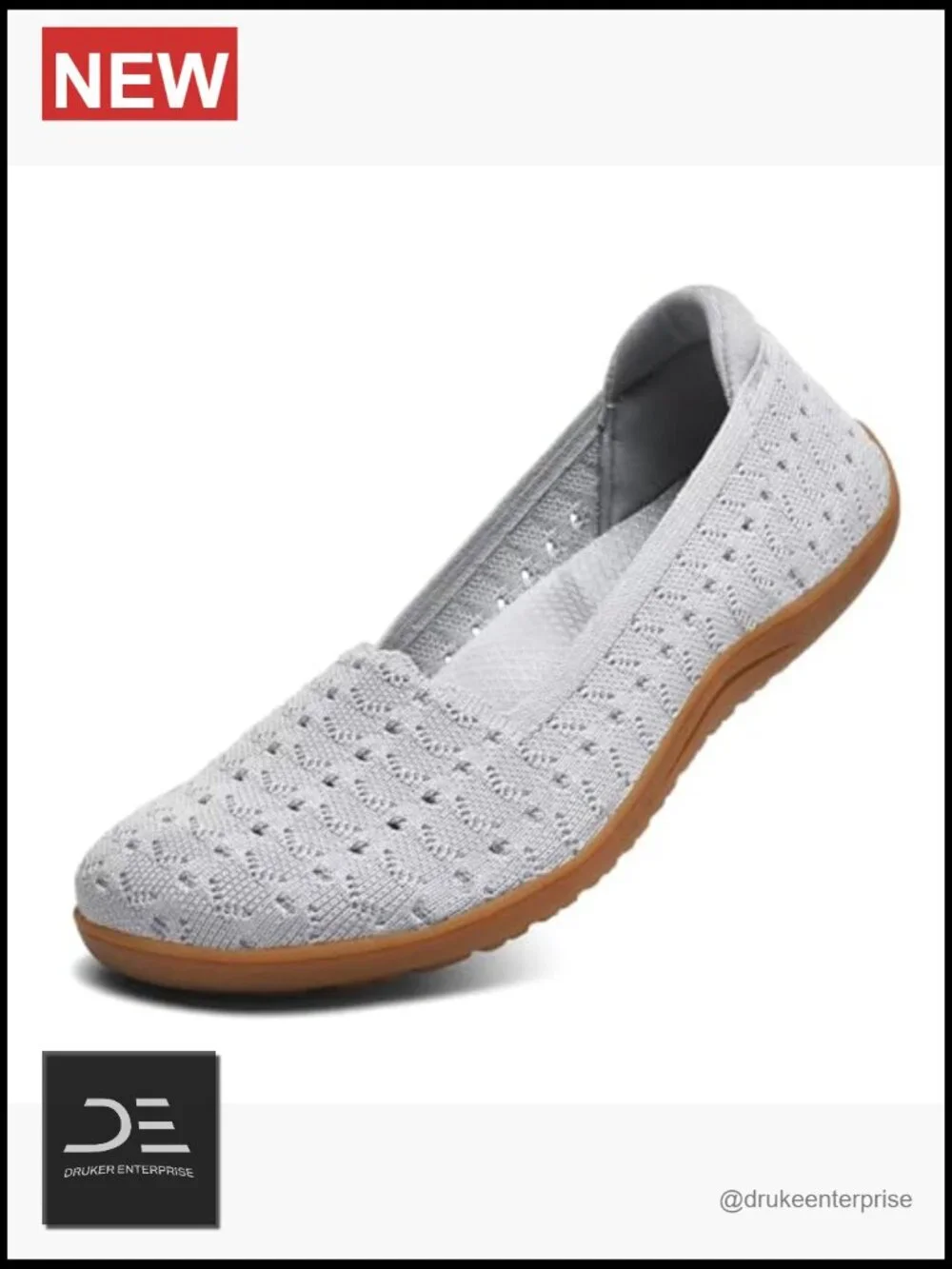 Wide Toe Box Knit Ballet Flats Slip-on Walking Comfort Shoes